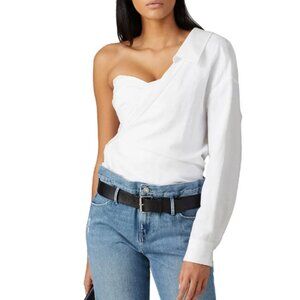 RtA Chiara Asymmetric Corset Shirt in white size large